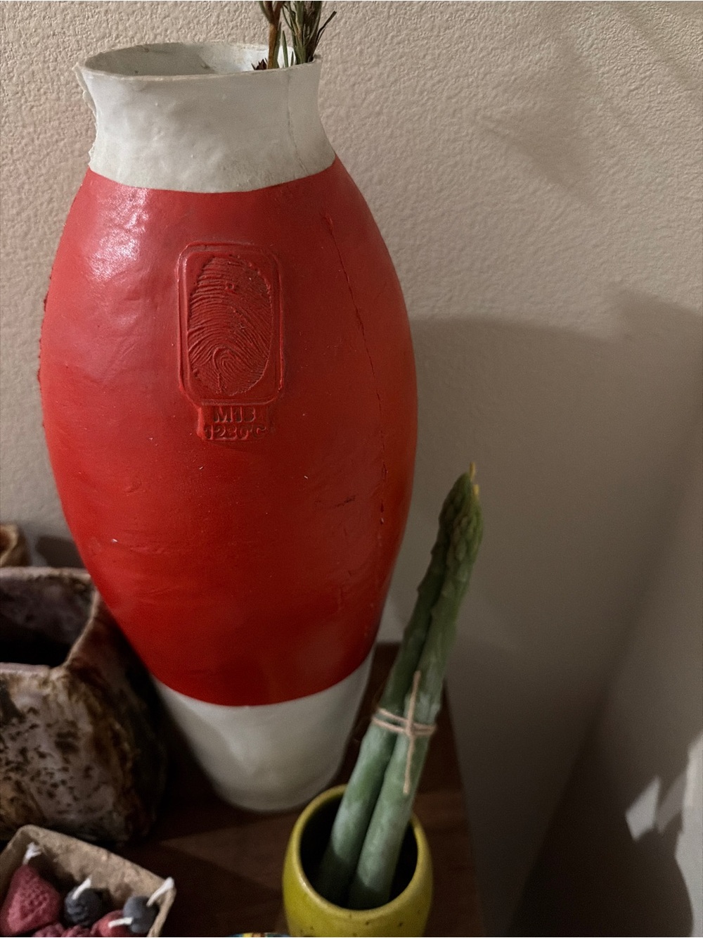 Hella Jongerius Red and White Glazed Ceramic Vase